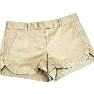 THEORY Womans Shorts Women's Tan Shorts Striped Tan Cotton Blend Size 4